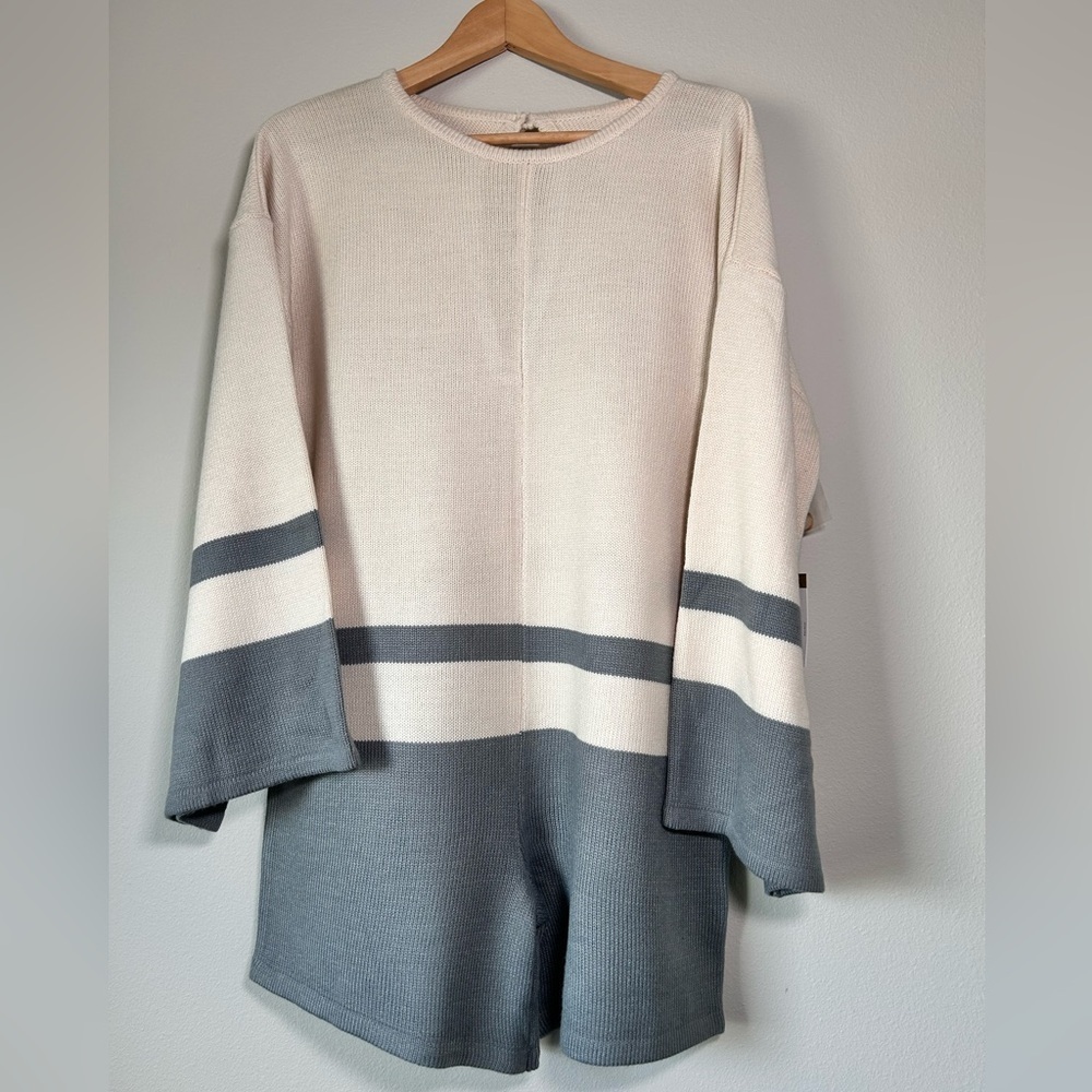 LUCCA Cream and Gray Jumpsuit KNITTED 
NAVY - - Picture 2 of 14